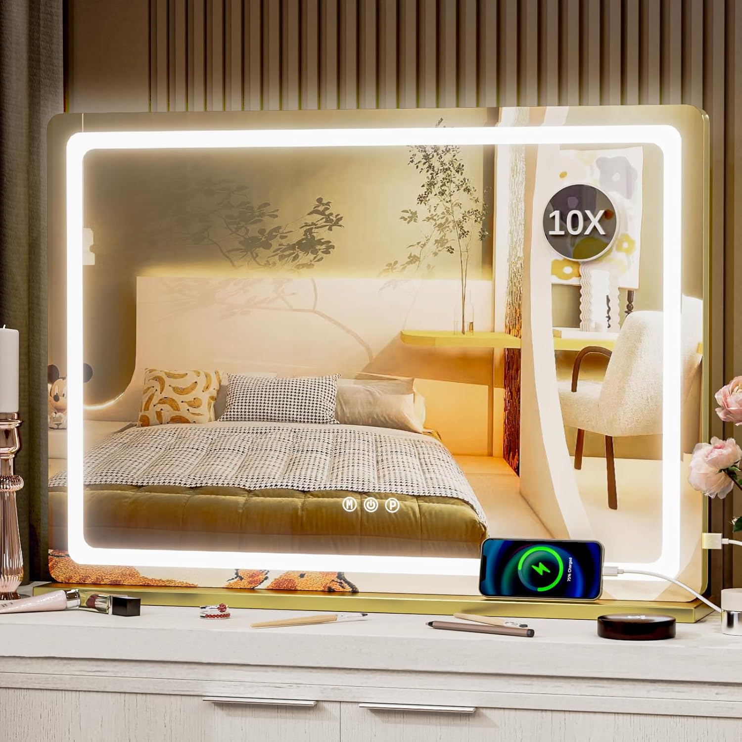 LED Makeup Mirror with Lights and 10X Magnification for Precision