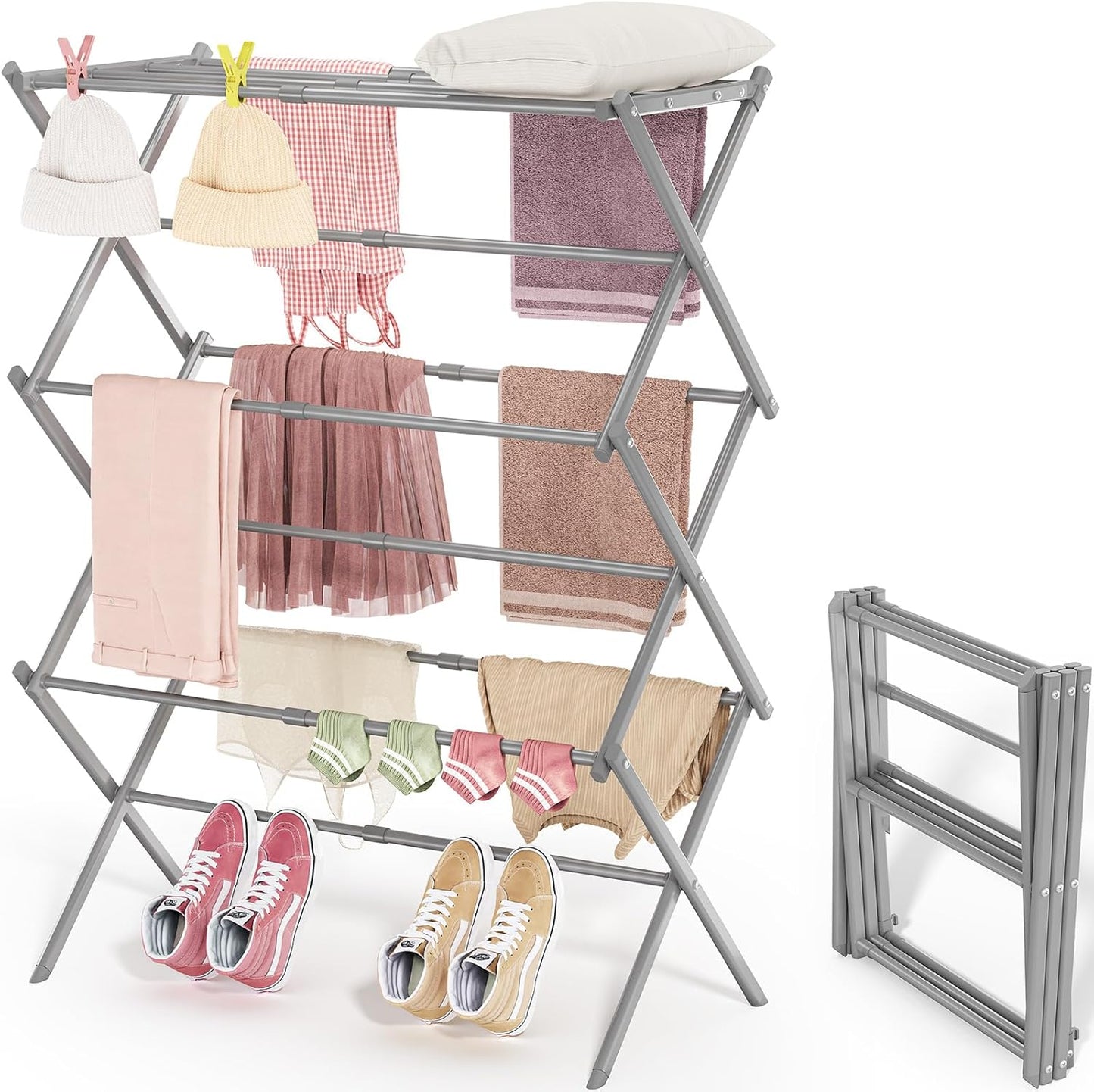APEXCHASER 3-Tier Laundry Drying Rack for Efficient Air Drying