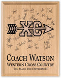 Cross Country Coach Gift Plaque Signable by The Team - Solid Wood