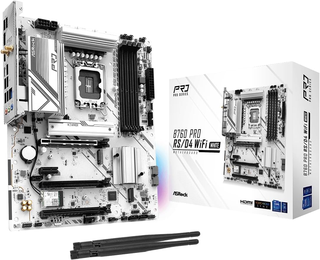 ASRock B760 Pro RSD4 WiFi White ATX Motherboard for Gamers