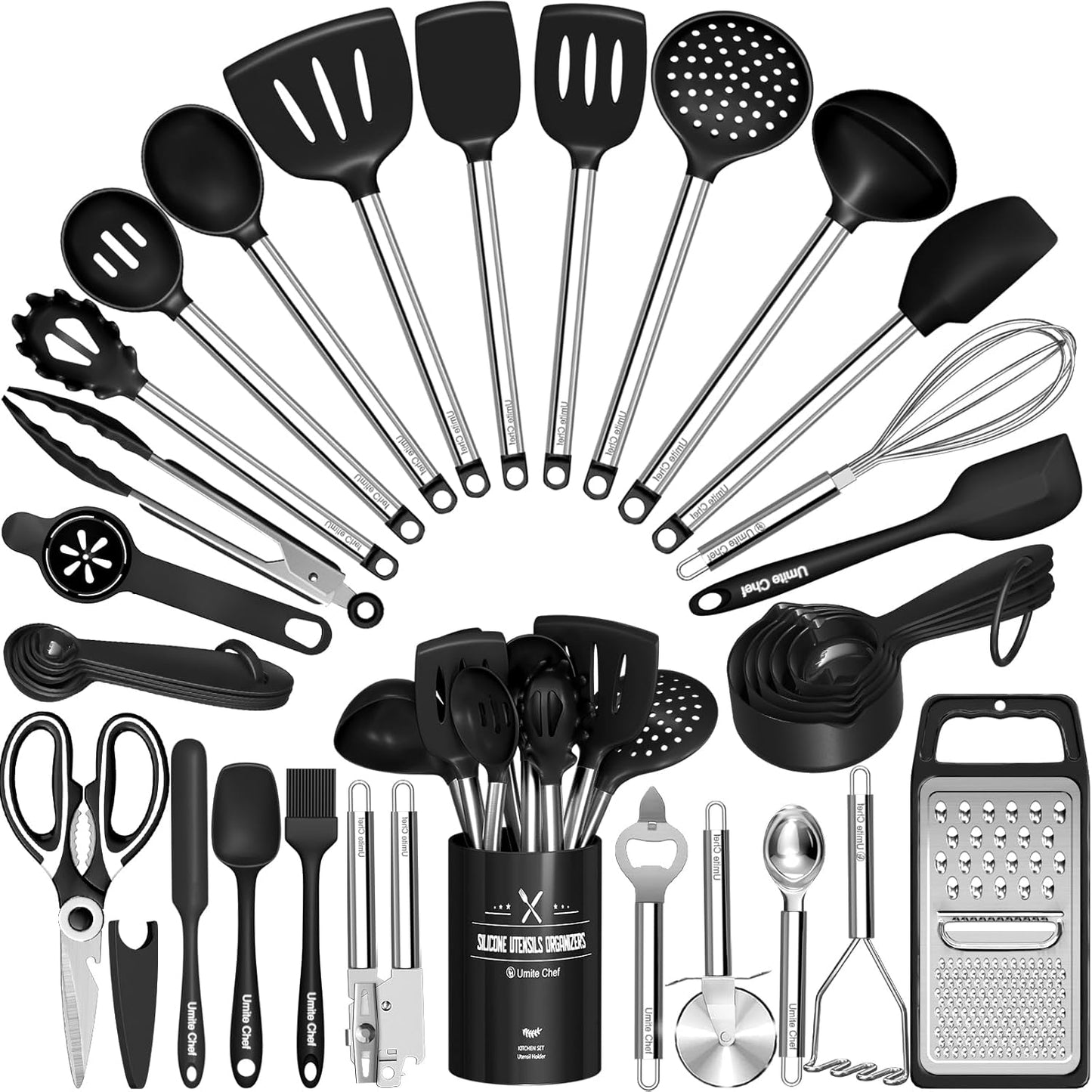 Kitchen Utensils Set - 34 Pcs Silicone Cooking Tools for Chefs