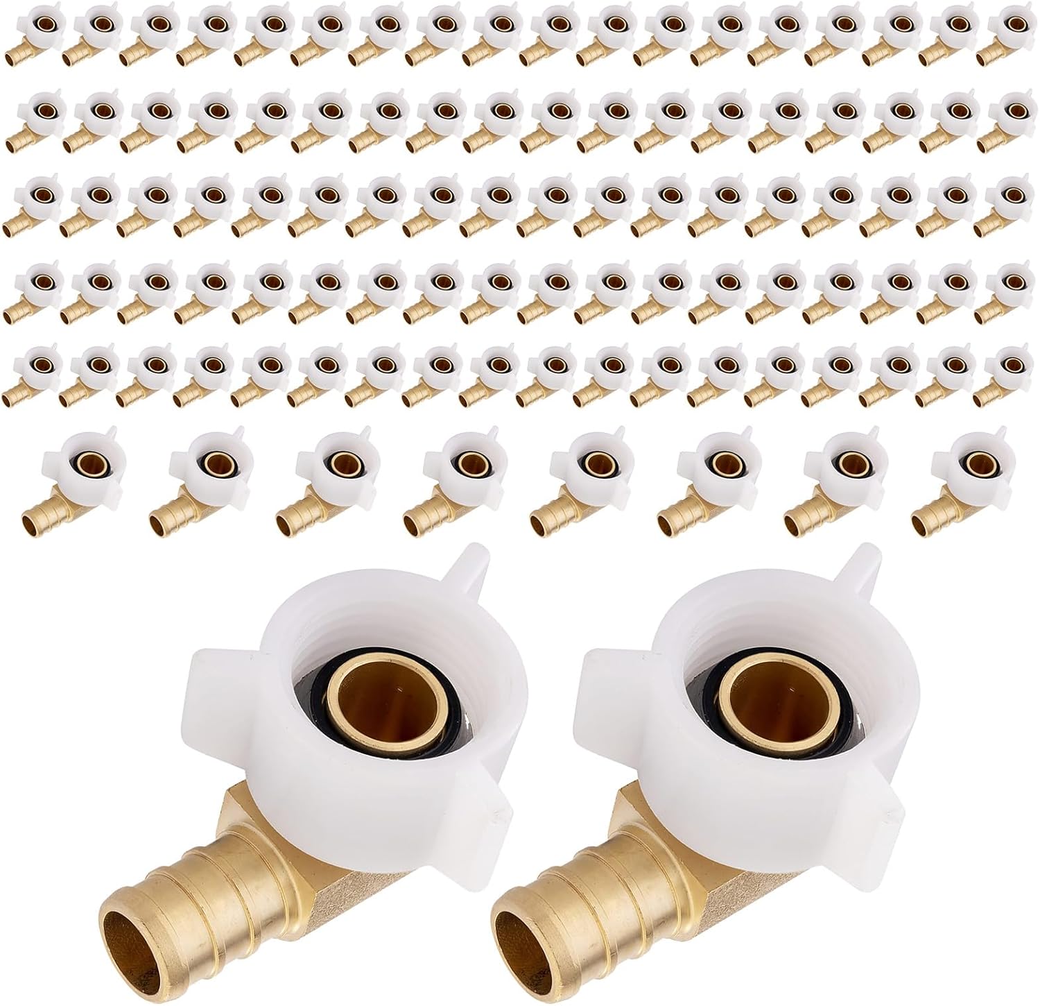 Pack of 100 Pex Crimp 3/4in Female NPT Swivel Elbow Brass Fittings
