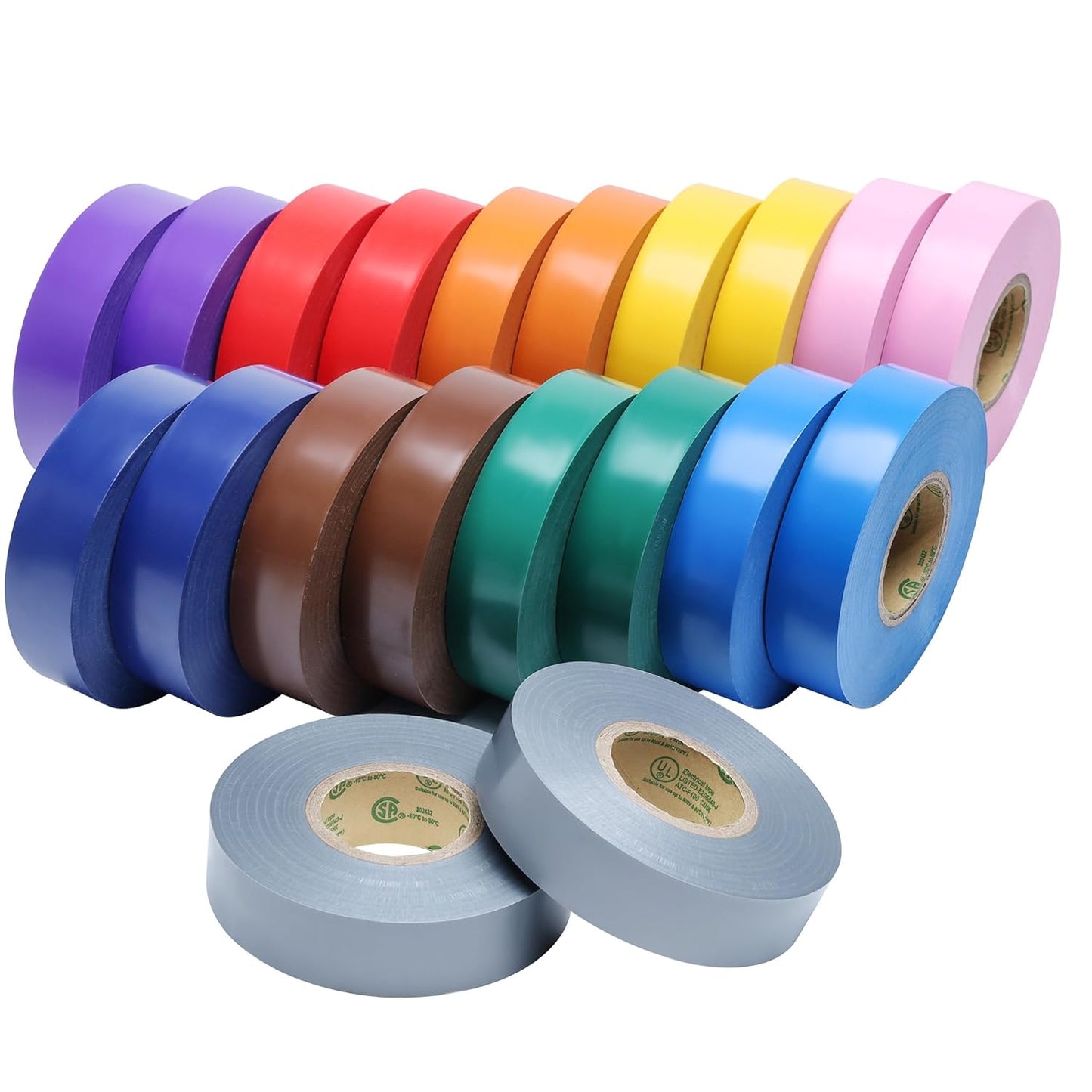 Lichamp 20 Pack Colored Electrical Tape for All Weather Use