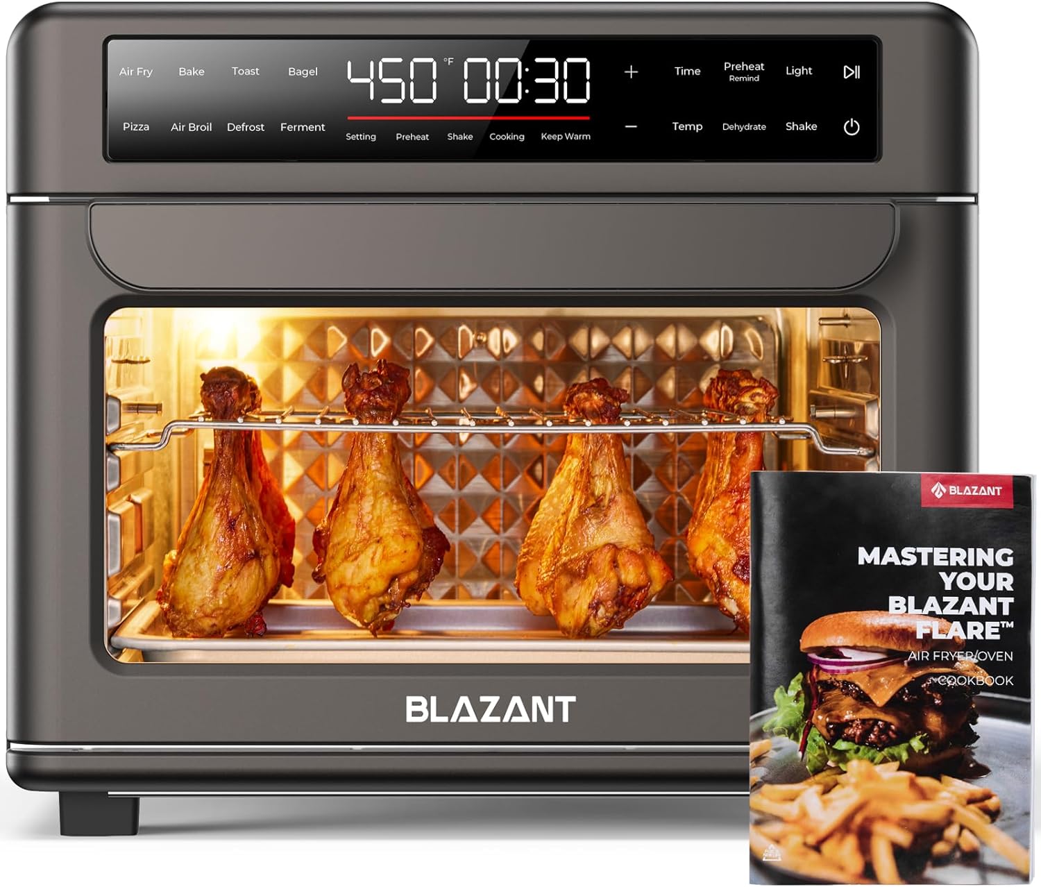 26QT Air Fryer Toaster Oven Combo - BLAZANT: Large Capacity, Dishwasher Safe