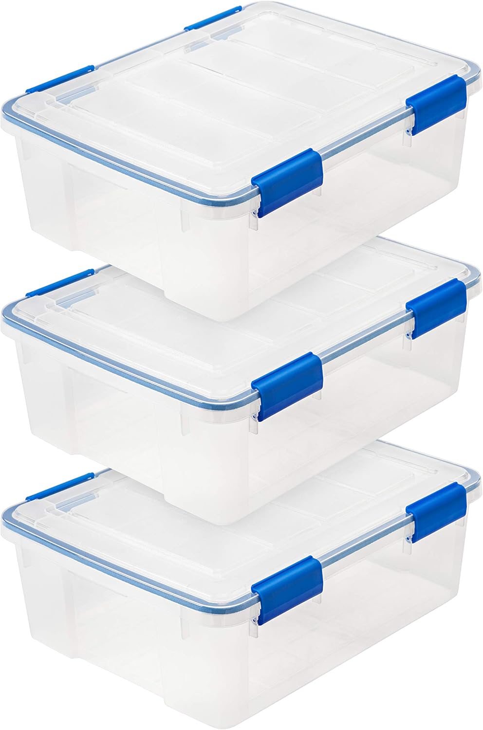 IRIS USA WeatherPro 27 Qt Storage Bins with Lids - 3 Pack