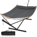 55in Heavy Duty Hammock with Stand for Two, Dark Gray Comfort
