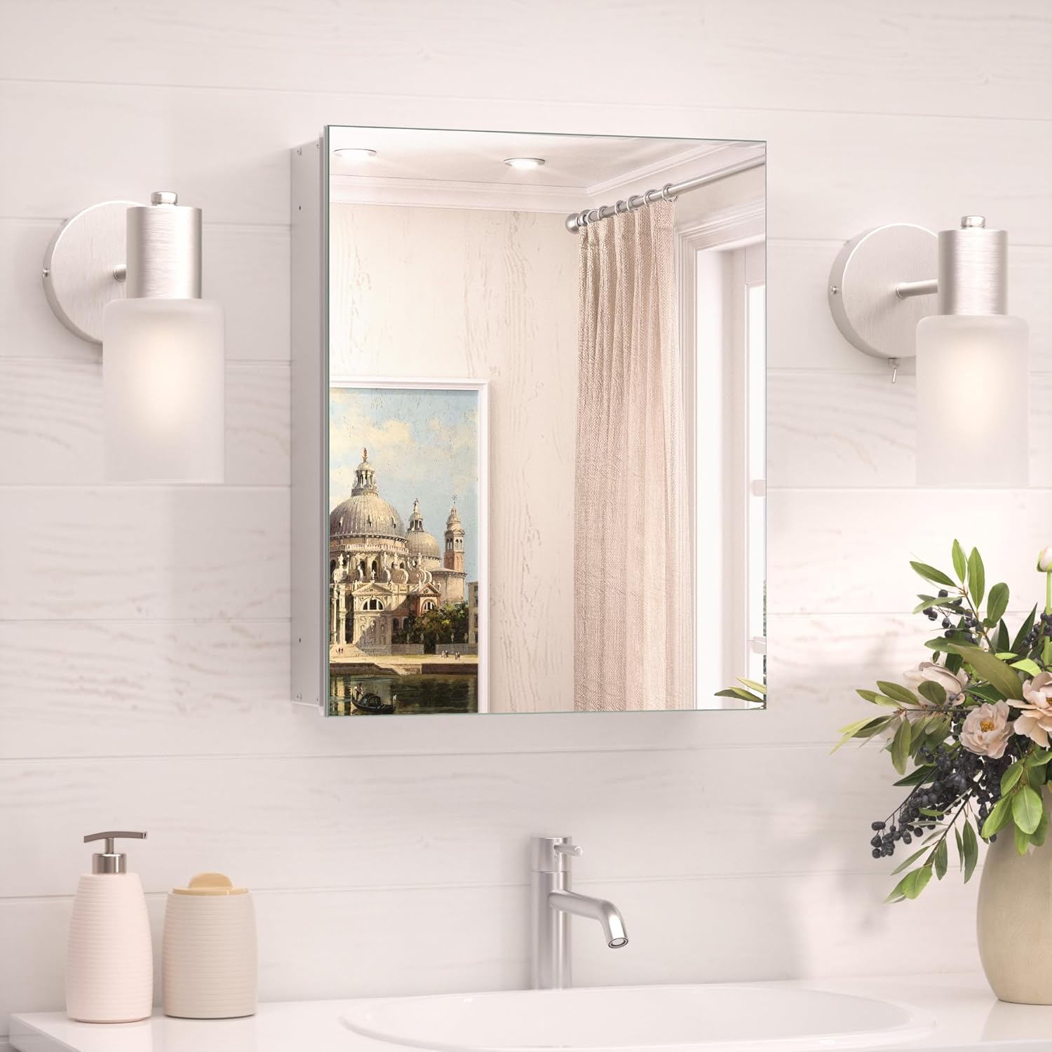TokeShimi 16x20 Recessed Medicine Cabinet with Mirror Storage