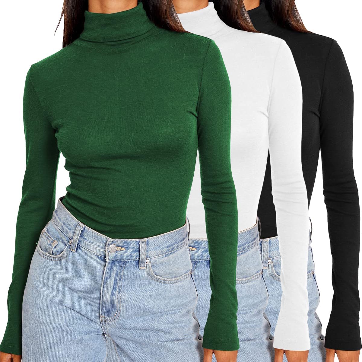 Womens 3 Piece Turtleneck Mock Neck Tops for Winter Comfort
