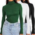 SUNBS Womens Turtleneck Mock Neck Tops 3-Piece Set - Slim Thermal