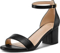 Women's Chunky Low Heels Open Toe Block Heeled Ankle Strap Pumps 25
