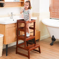 Kids Kitchen Step Stool with Safety Rail - Walnut toddler tower