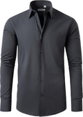 FAHIZO Men's Dress Shirt Casual Regular Fit Stretch Solid (Style 95MT)