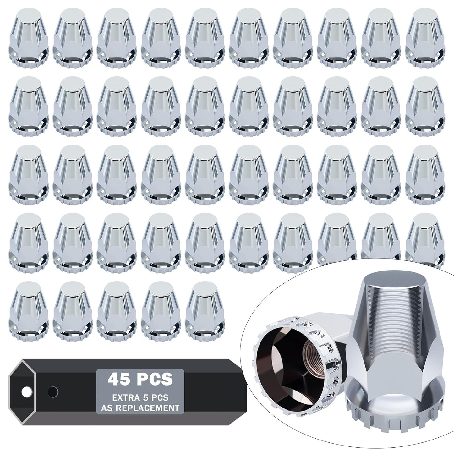 CheeMuii 45 Pack Lug Nut Covers with Installation Tool for Trucks