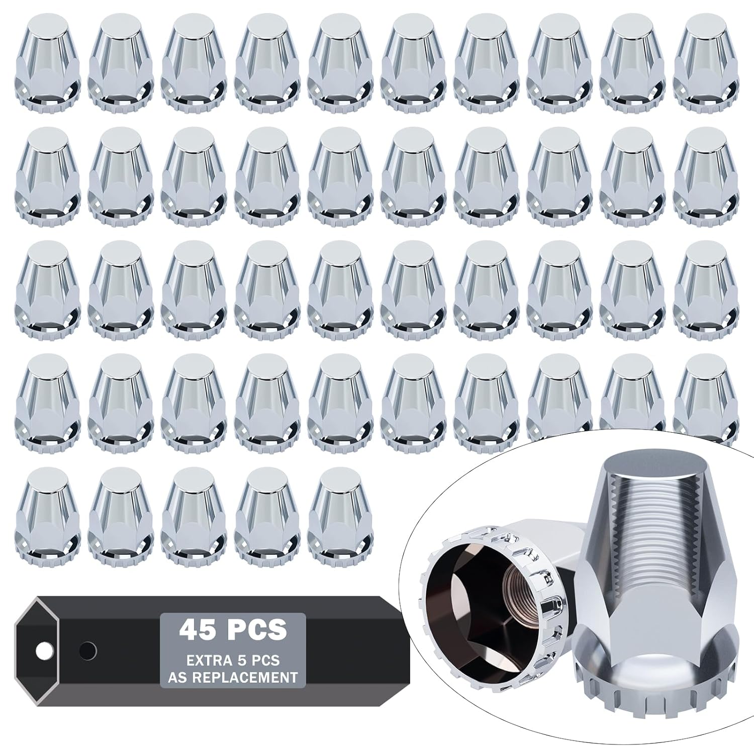 CheeMuii 45 Pack Lug Nut Covers with Installation Tool for Trucks