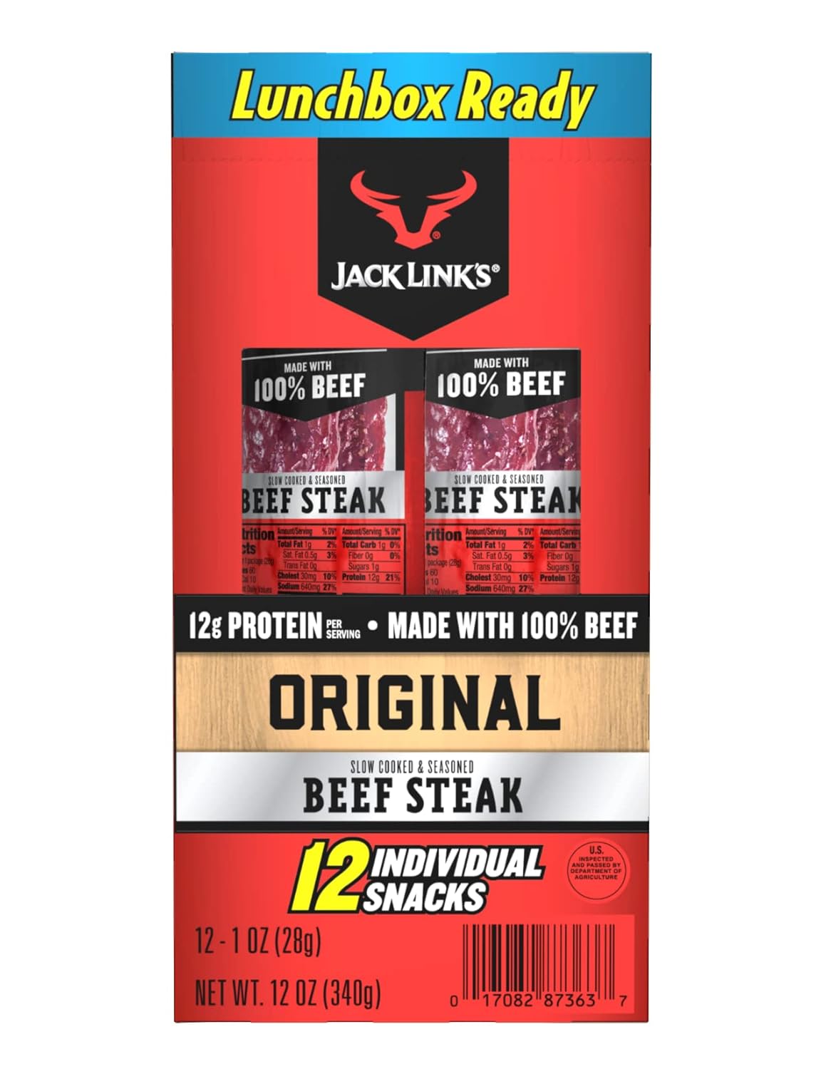 Jack Link's Beef Steak Original Protein Snacks for Meat Lovers