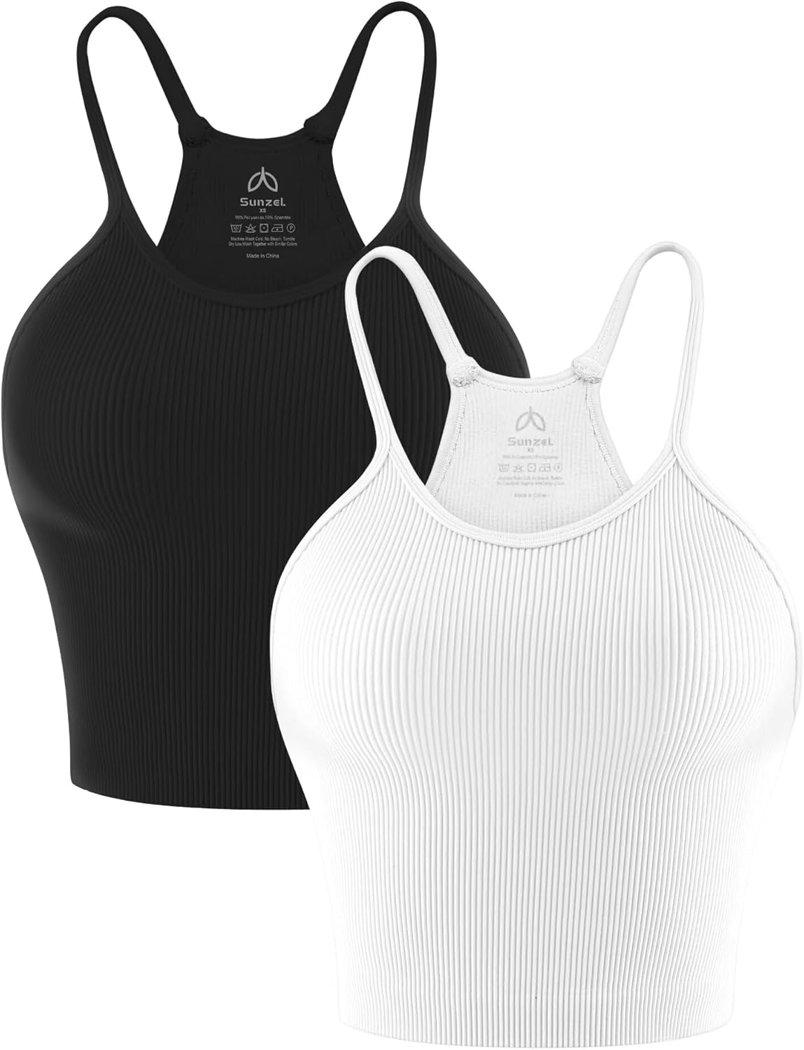 Sunzel Free to Be Tank - Seamless Ribbed Crop Top for Yoga