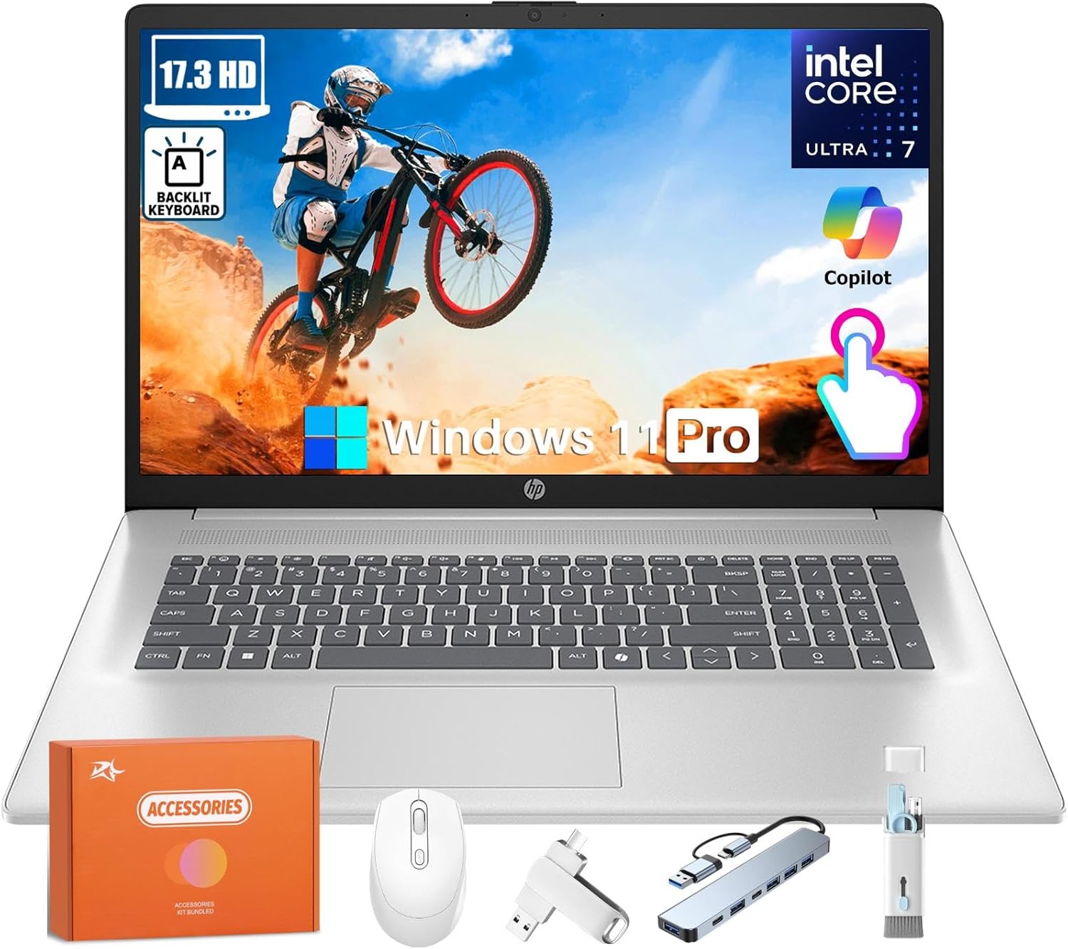 HP Business Touchscreen Laptop 17 inch with Intel Ultra 7 Power