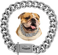 BAOBOTE 20MM Silver Cuban Link Dog Chain Collar - Secure, Heavy Duty