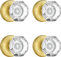 4 Pack Gold Dummy Door Knobs for Interior Doors - Satin Brass Crystal