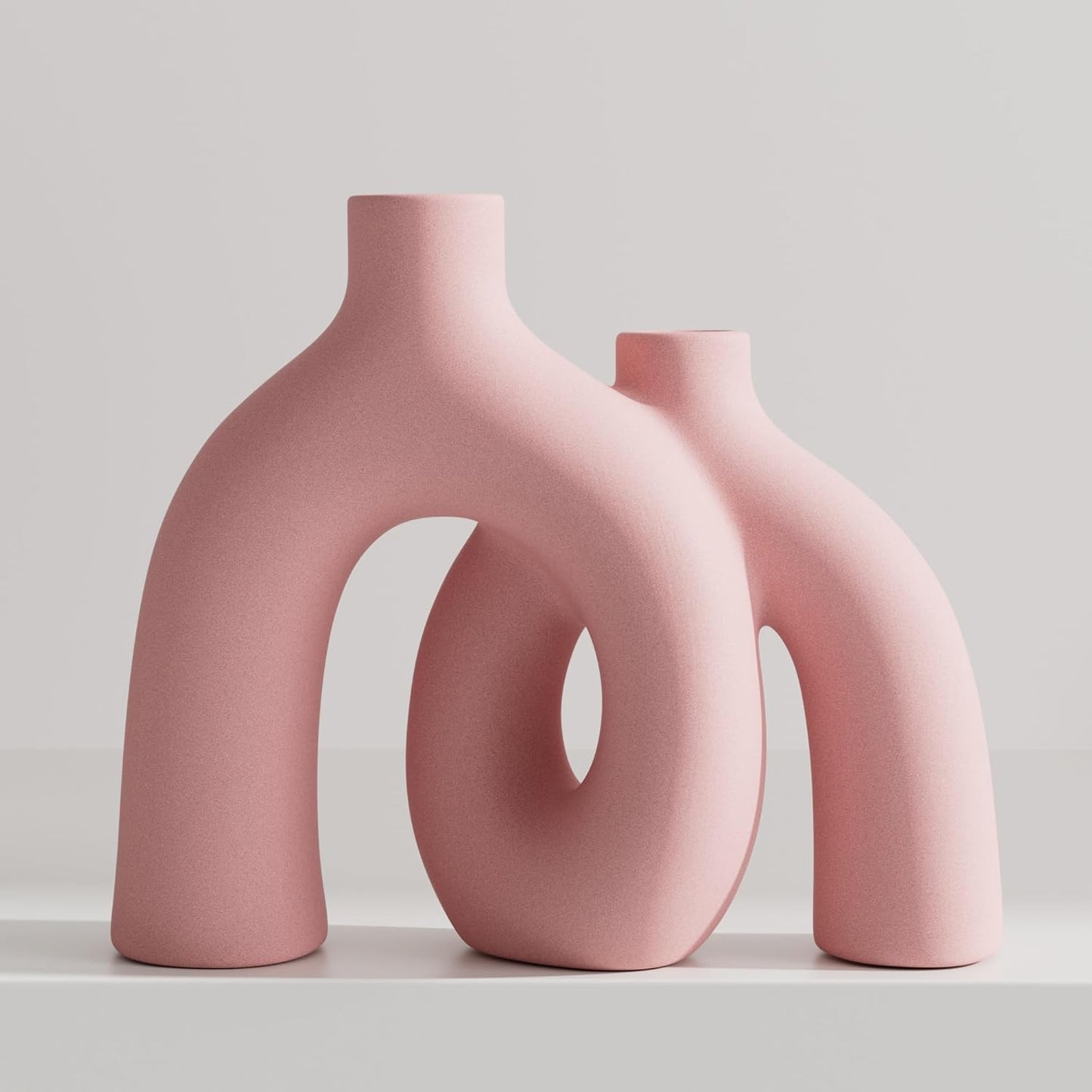 Hug Donut Decorative Vase Set - Light Pink Modern Glam Home Decor