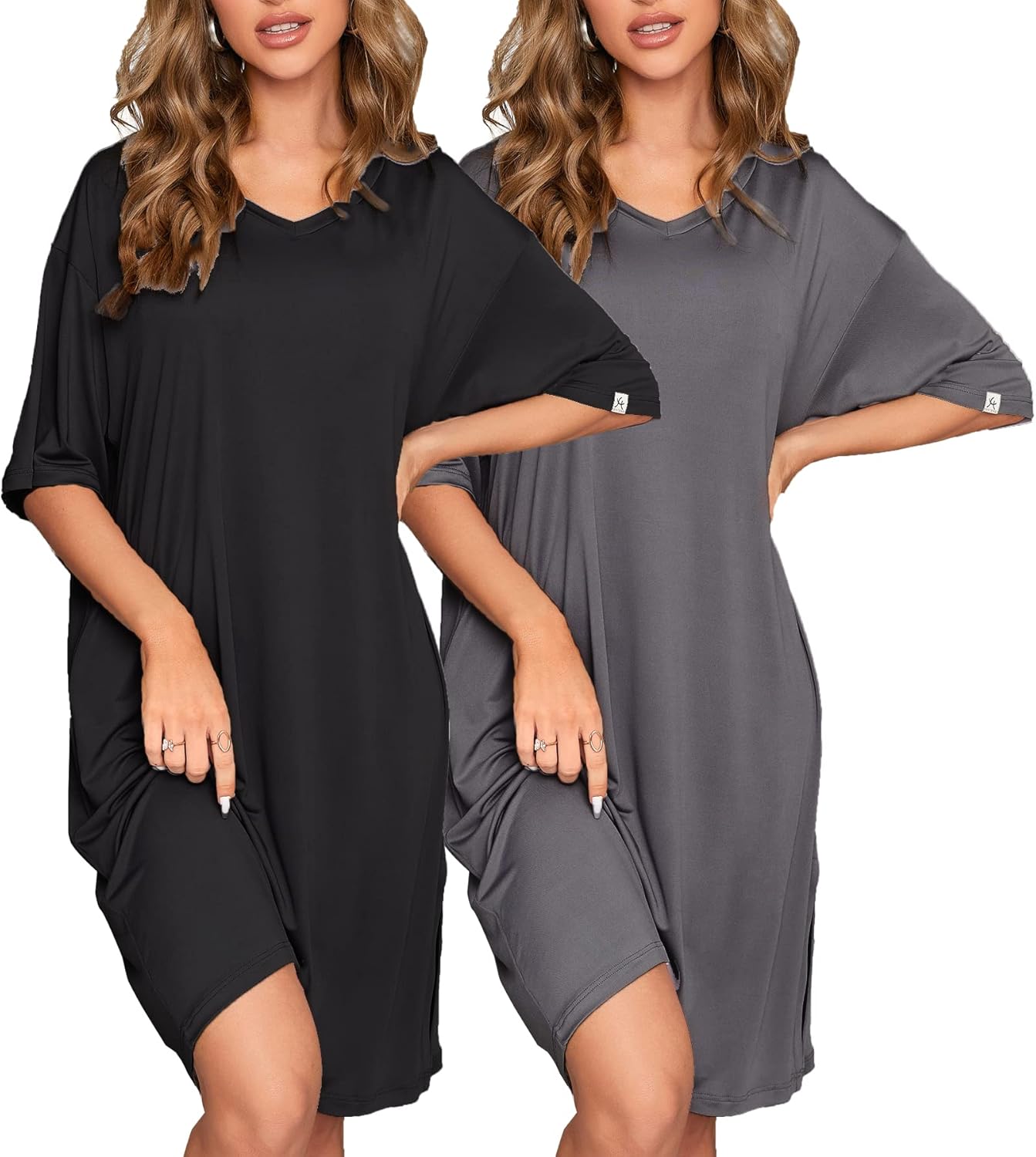 FENTENG 2-Pack Women's Nightgowns for Comfortable Sleep