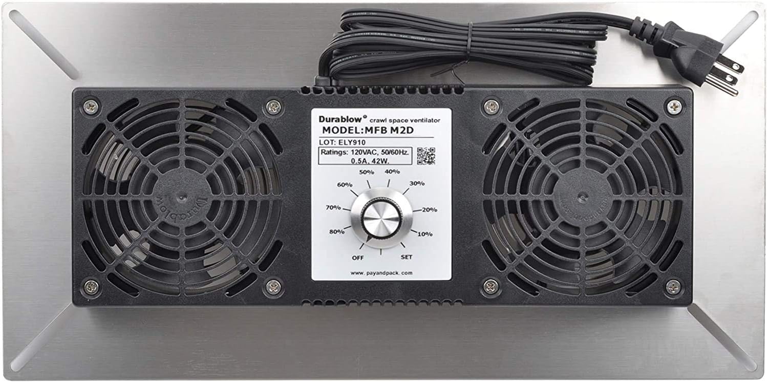 Durablow 220 CFM Air-Out Stainless Steel Crawl Space Vent Fan