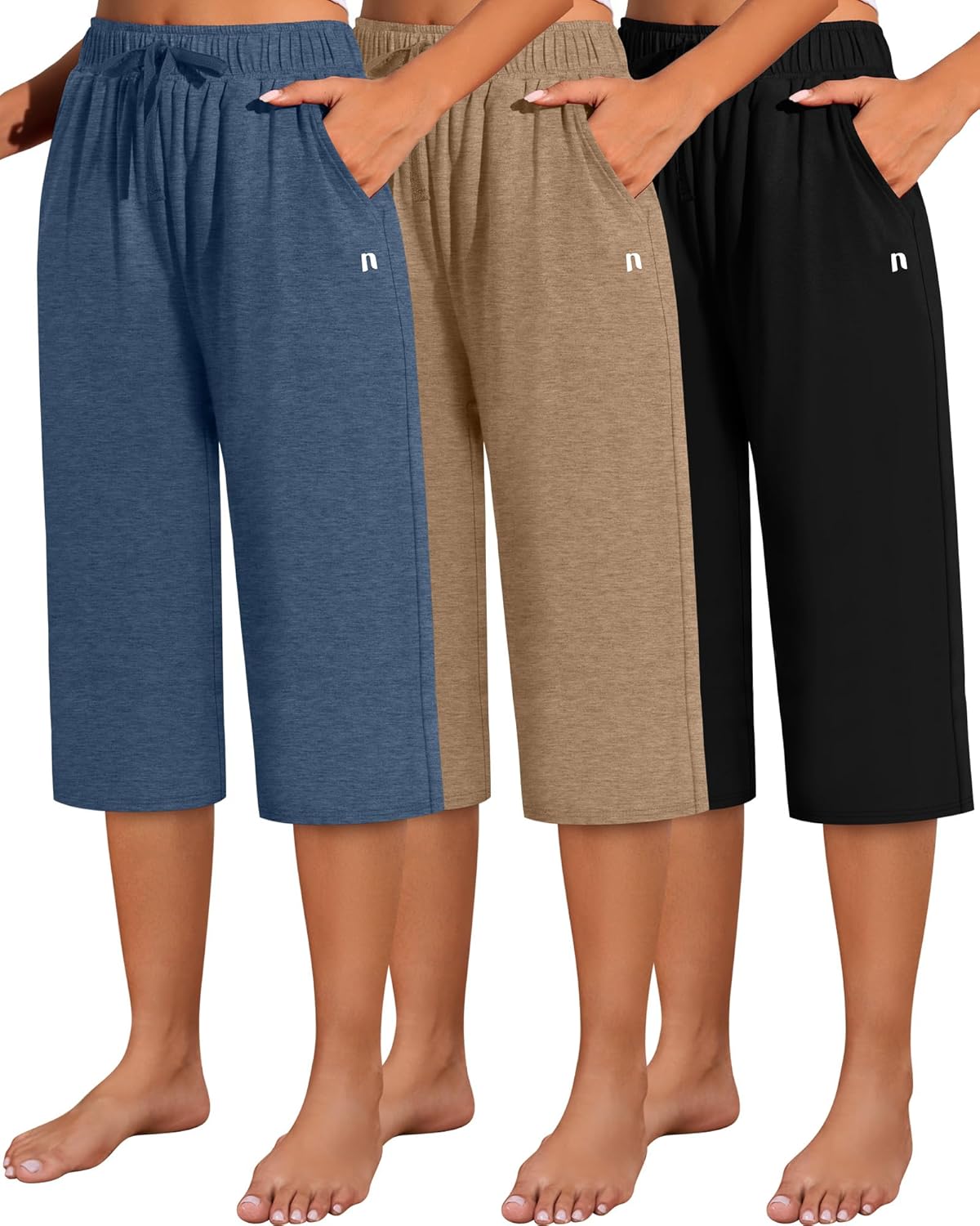 Neer Women's Capri Pants 3 Pack for Casual and Yoga Wear