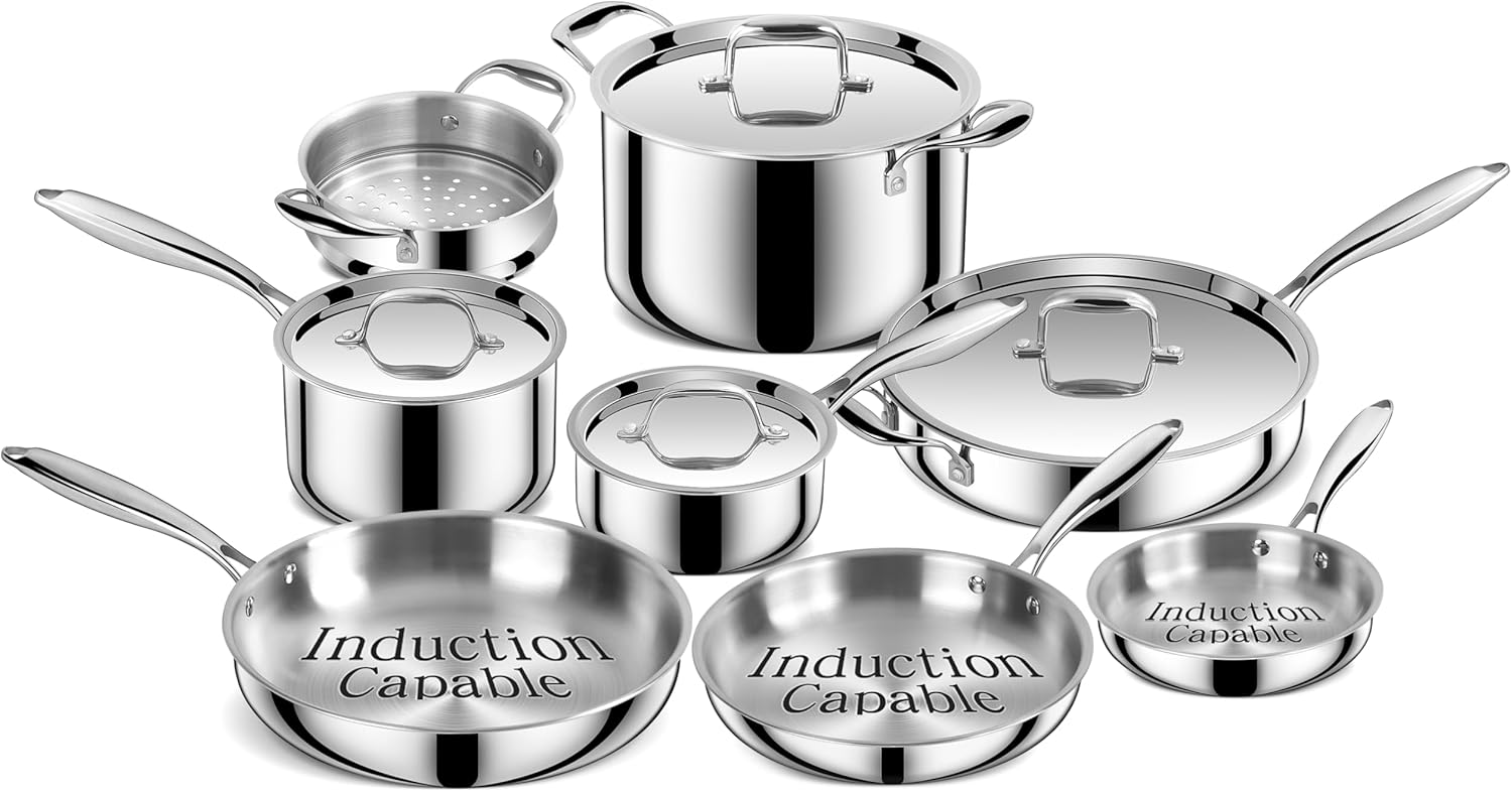 Triple Ply Stainless Steel Pots and Pans Set for Every Kitchen