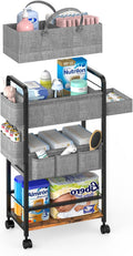 2In1 Baby Diaper Caddy & 4-Tier Rolling Diaper Cart - Mobile Nursery