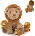 4Pcs Lion Plush Toy Family Set - Soft Mother Lion with 3 Cubs