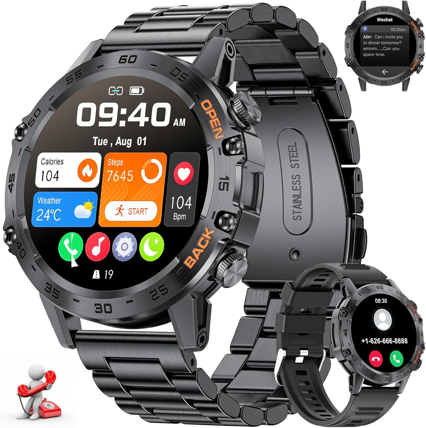 LIGE Military Smartwatch: SpO2, 24/7 HR, 100+ Sports Modes