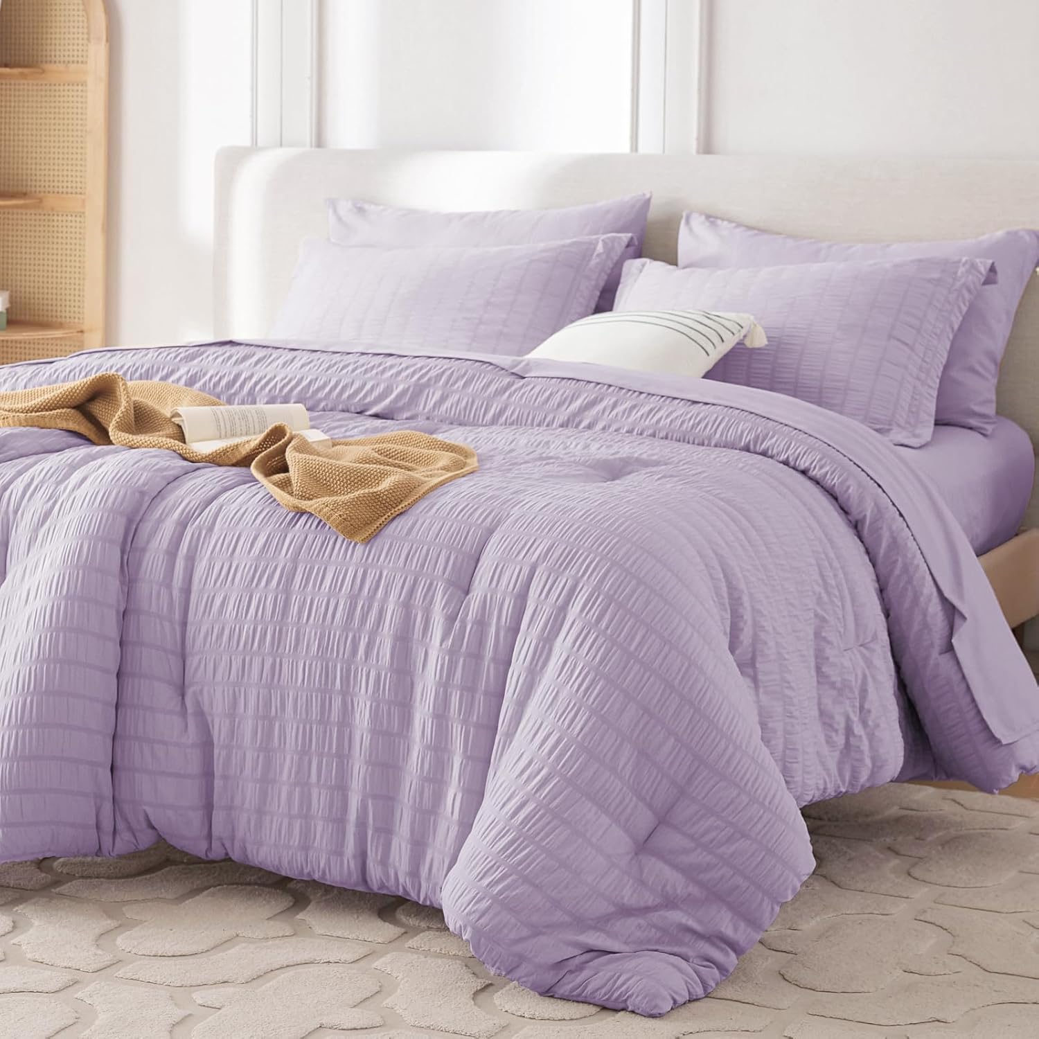 MUXHOMO 7 Pieces Queen Comforter Set for Luxurious Bedding