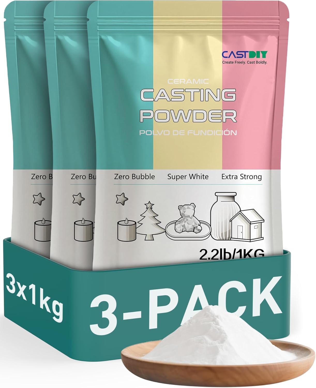 Casting Powder 3 kg for Bubble-Free, Super White Crafts and Statues