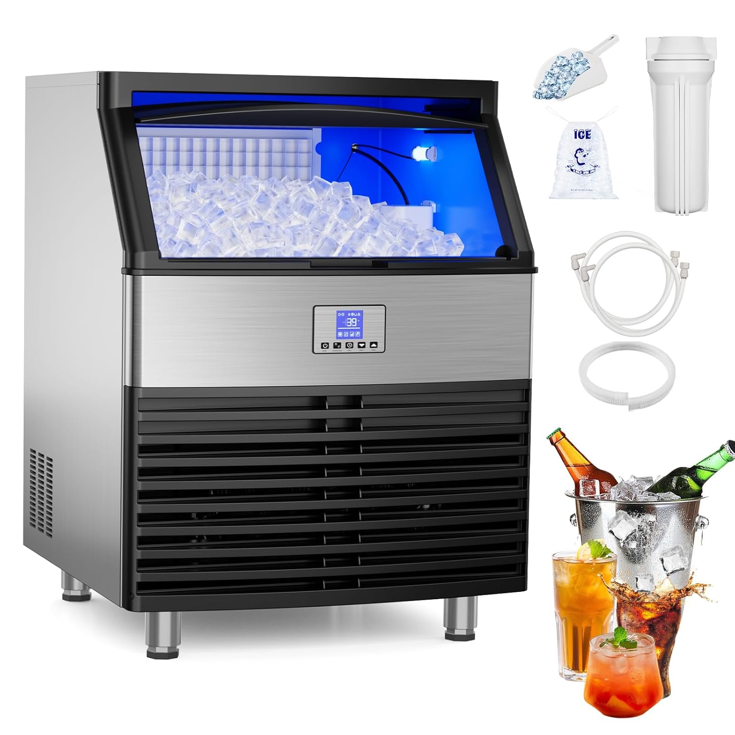 Commercial Ice Machine with 450LBS Daily Production Capacity