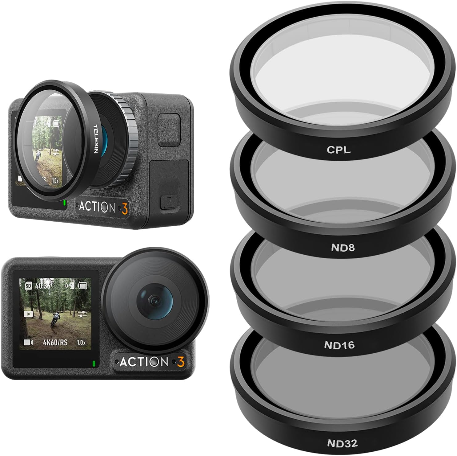 TELESIN 4-Pack HD Filter Set for DJI Action Cameras