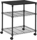 Printer Stand 3 Tier Wide Rolling Cart - Space-Saving Printer Table