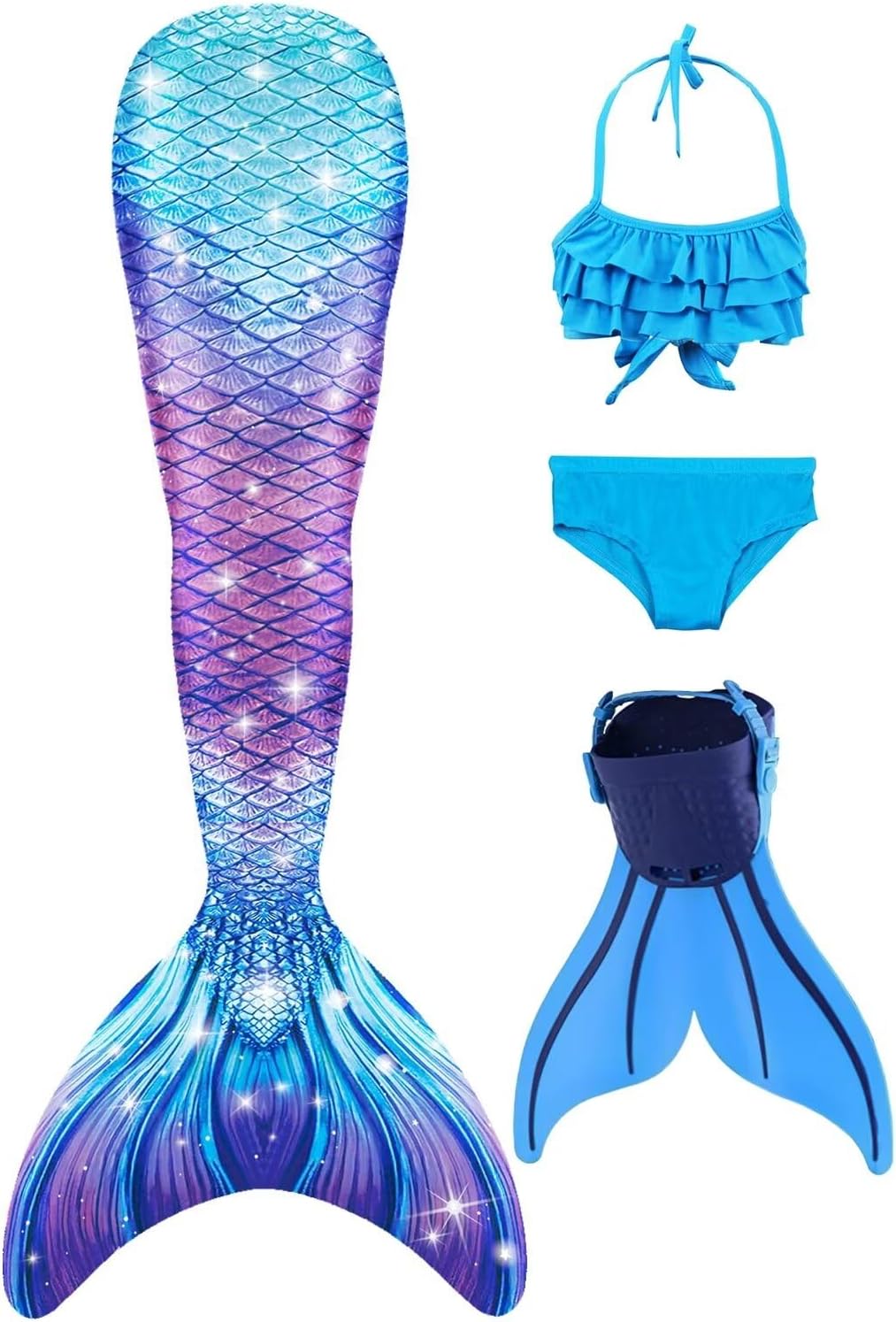 Mermaid Tails with Monofin for Girls and Boys Swimming Fun