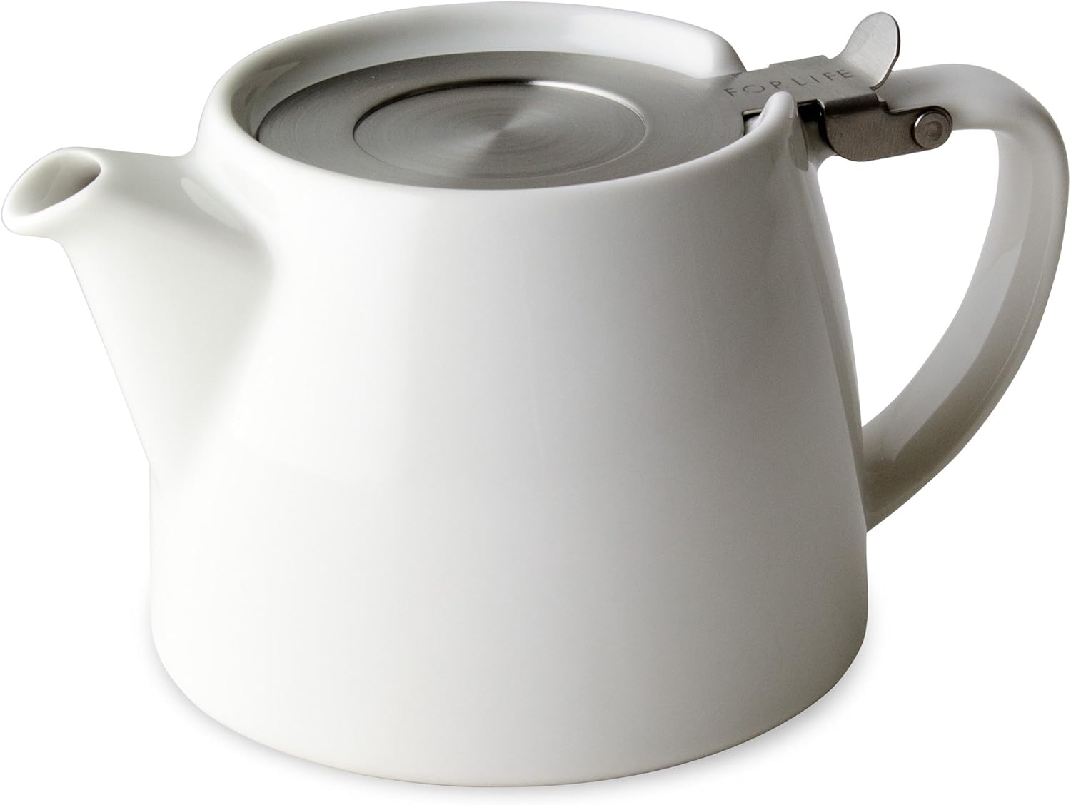 FORLIFE Stump Teapot with SLS Lid and Infuser, 18-Ounce White