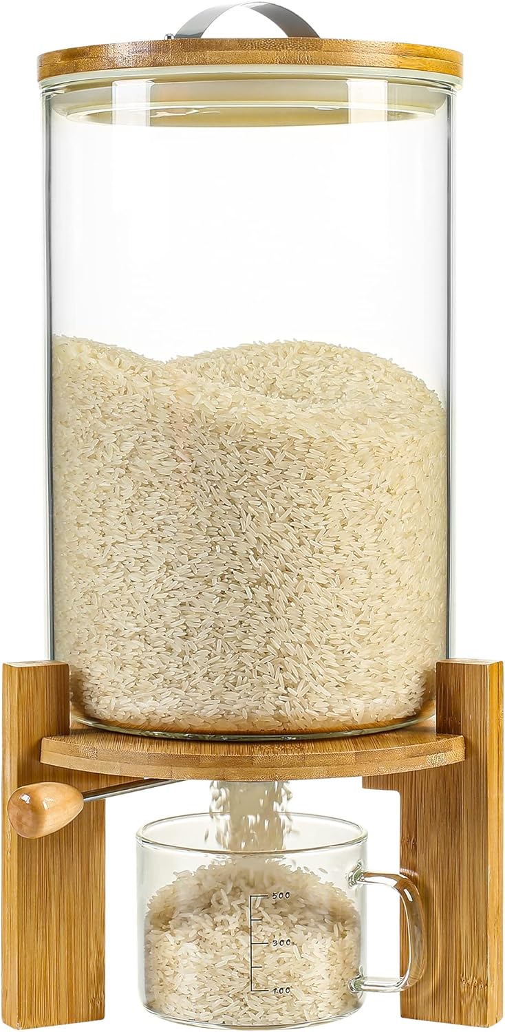 Rice Dispenser with Airtight Lid for Kitchen Organization