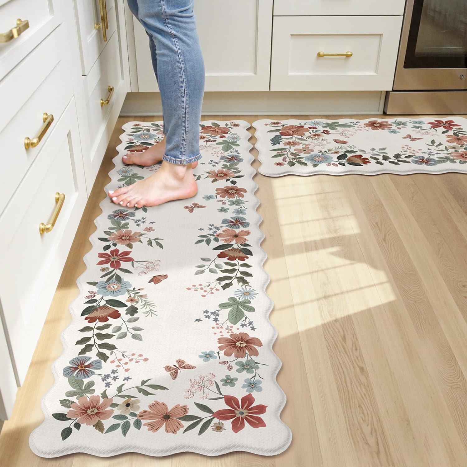 Collive Anti Fatigue Mats for Kitchen Floor with Scalloped Edges