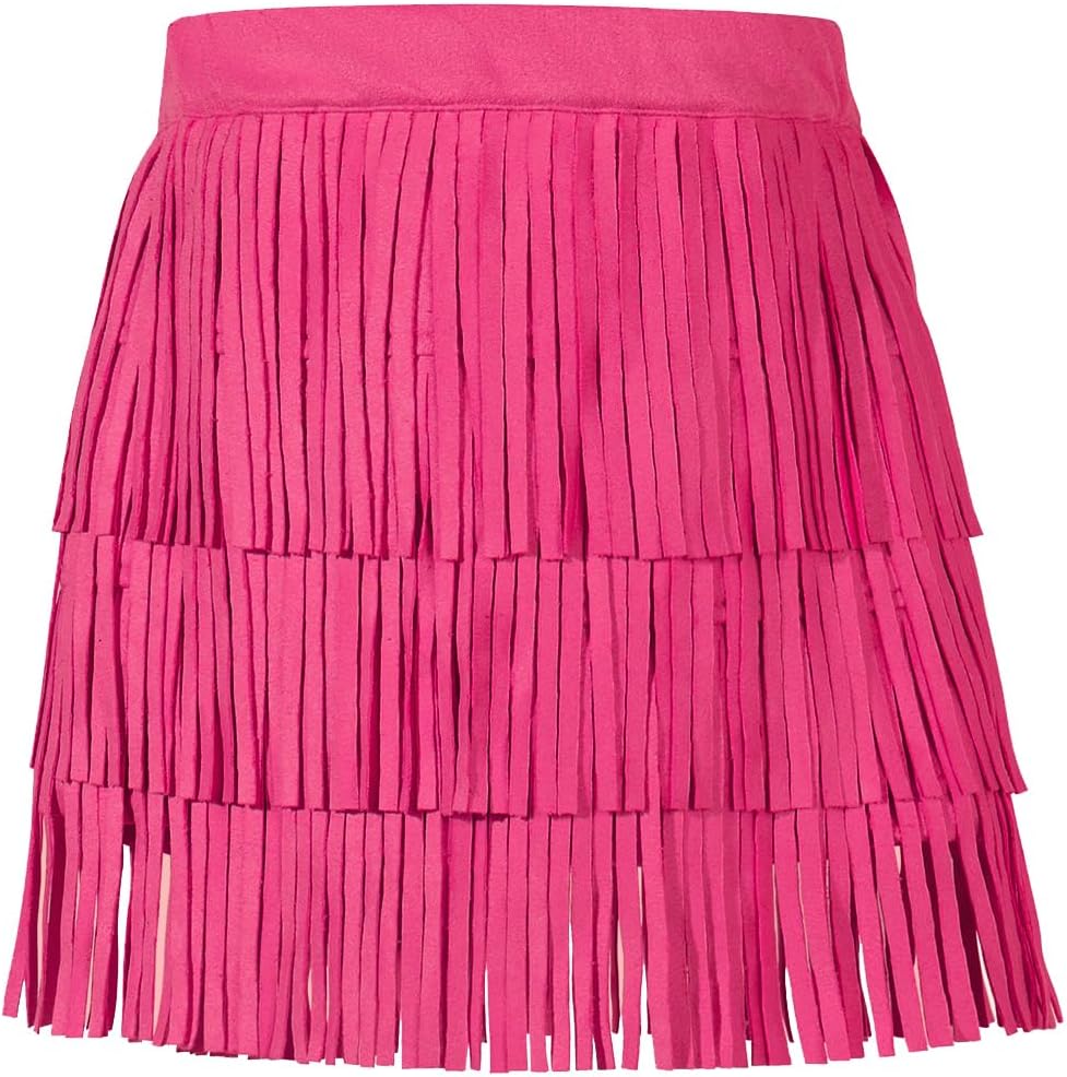 Noomelfish Girls Suede Fringe Skirt for Stylish Playtime Fun
