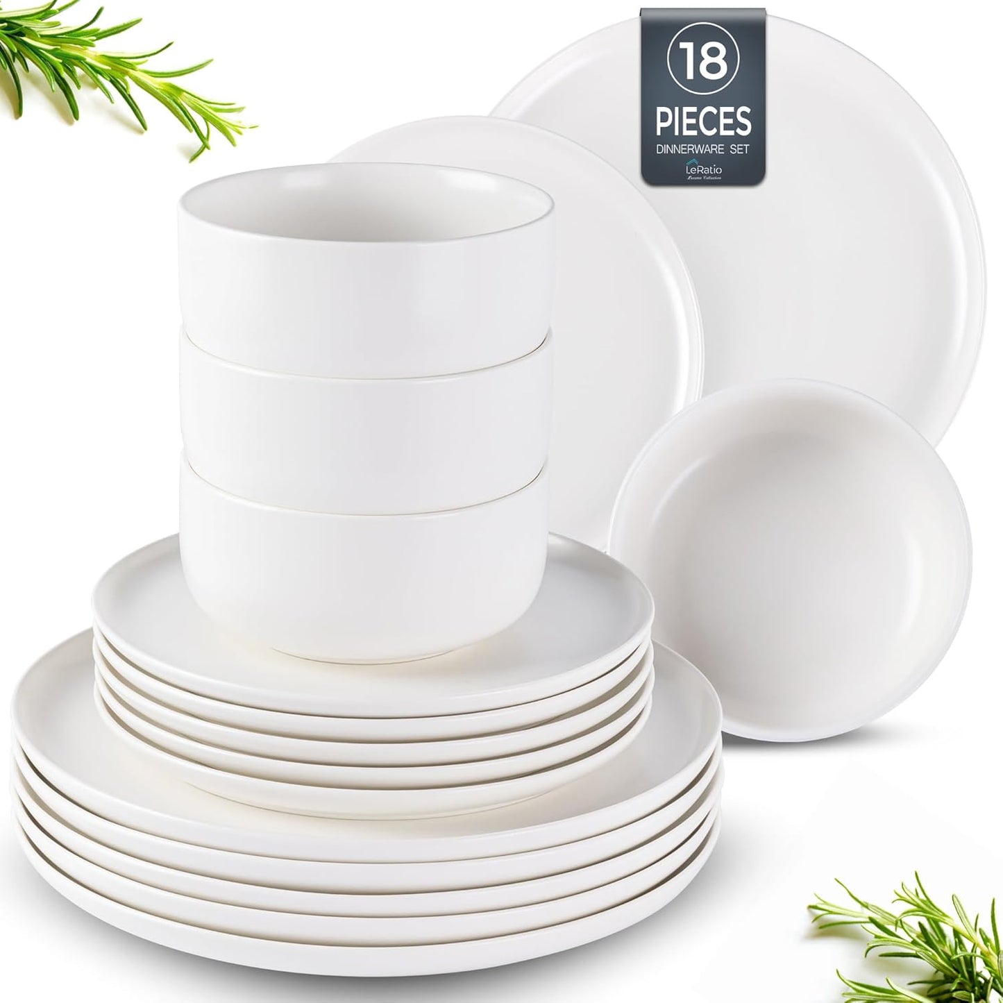 LERATIO Stoneware Dinnerware Set for 6, Elegant and Durable
