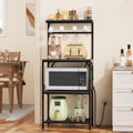 4-Tier Bakers Rack with Power Outlet & Coffee Bar Table, Adjustable Shelves, Freestanding Organizer - Black