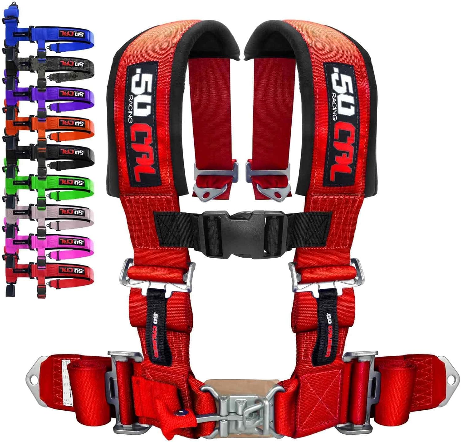 Red 4 Point Harness for Bucket Seat with Quick Release Belt