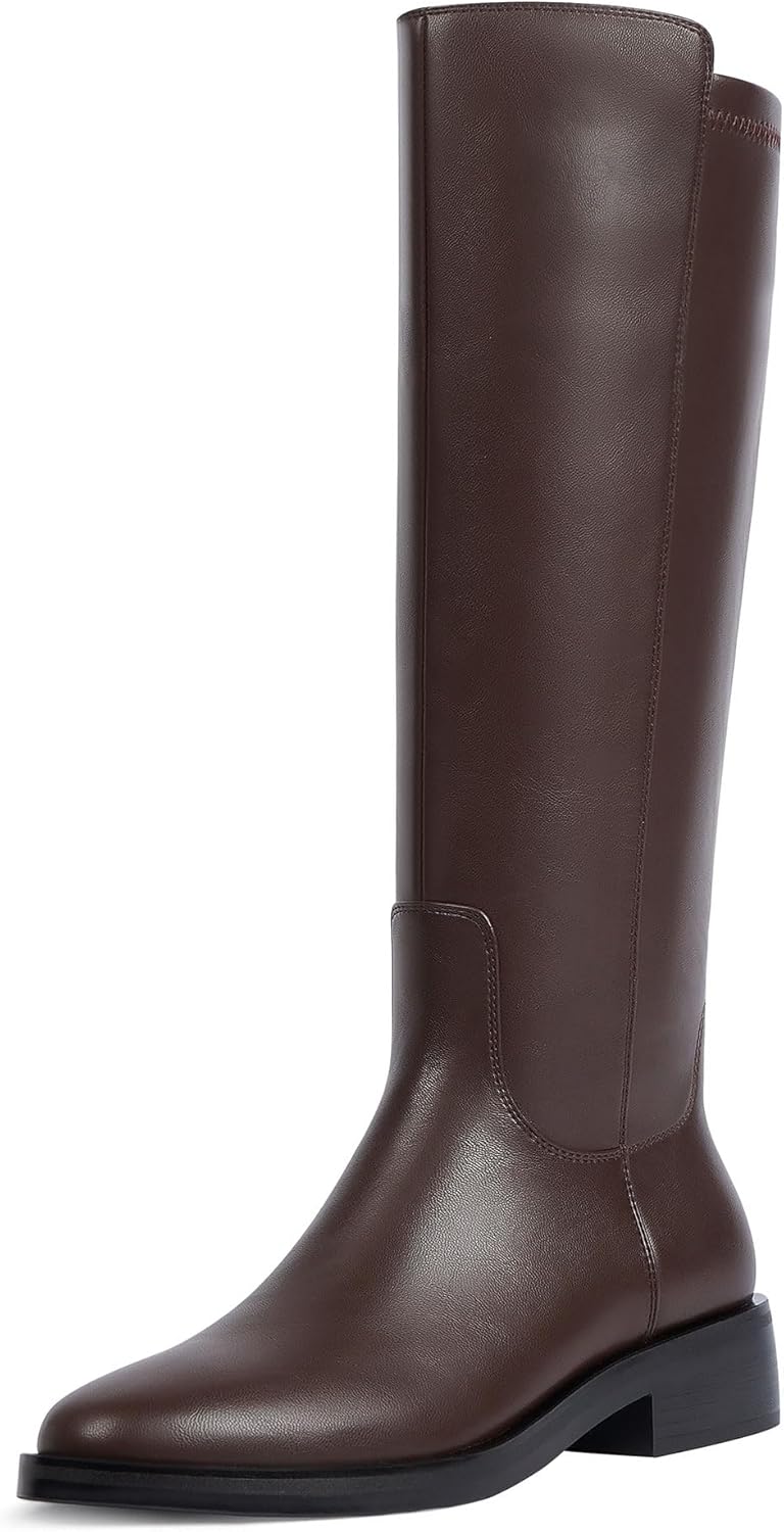 Modatope Knee High Boots for Women with Round Toe and Zipper