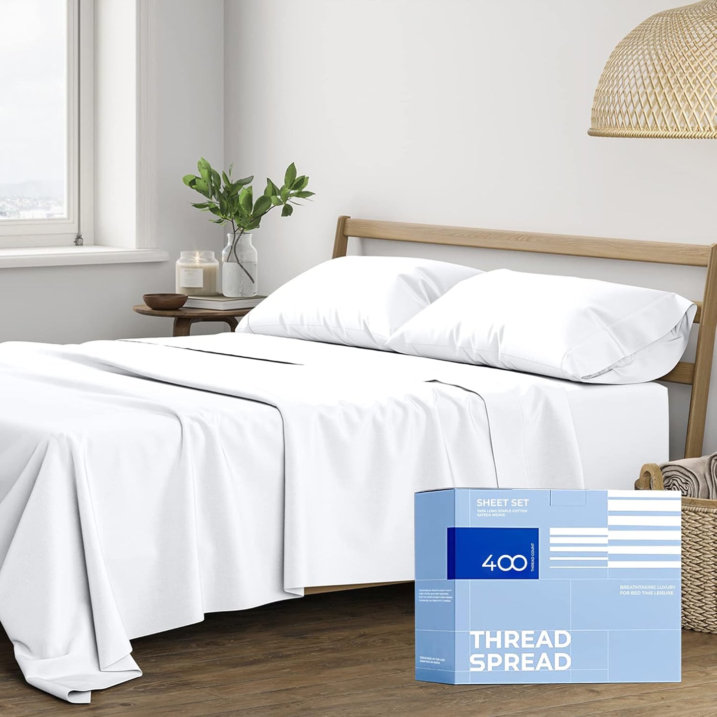 King Size Cotton Sheets Set - 400 Thread Count for Luxury Sleep