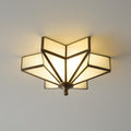 Star Glass Bronze Ceiling Light Small 12 in Flush Mount - Art Deco