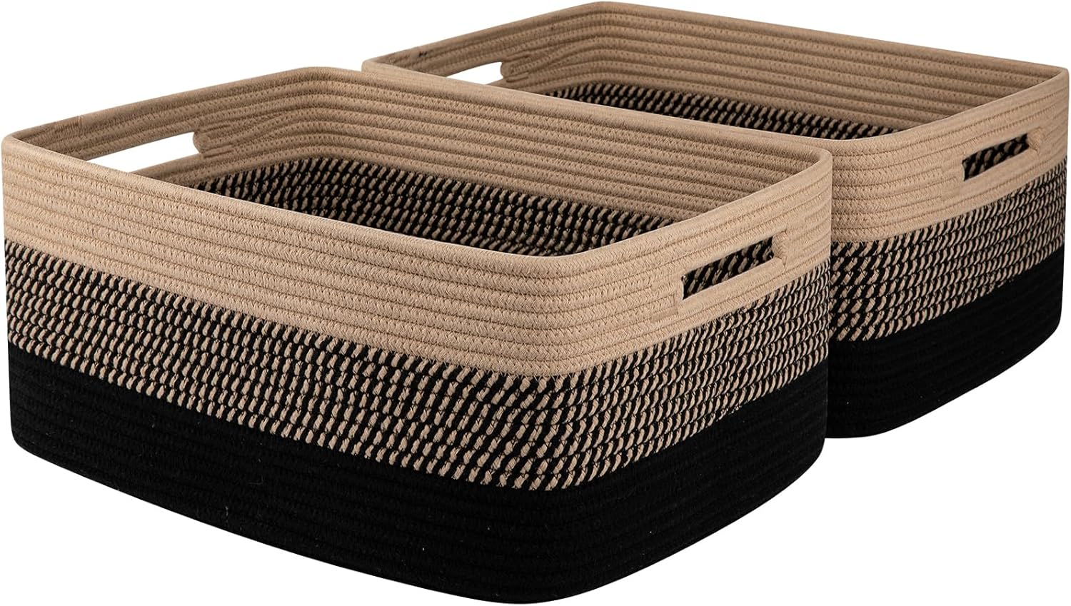 Large Storage Basket for Organizing - Woven Rope Bins 2 Pack
