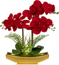 Briful Orchid Artificial Flowers 17in Silk Red Orchid Arrangement