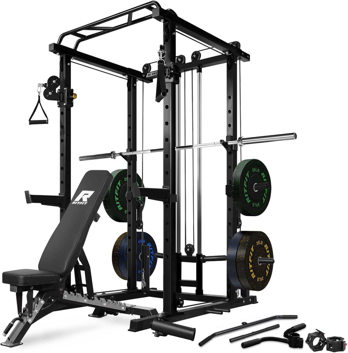 RitFit Power Cage + LAT Pulldown: 1000LB Squat Rack